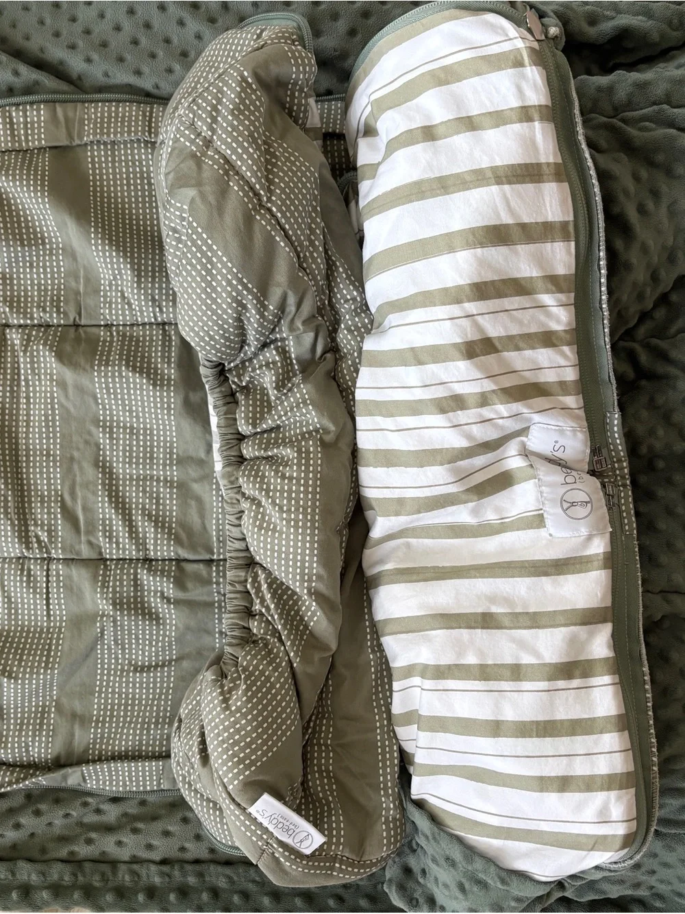 Green and white Toddler sized Beddy’s